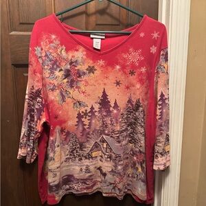 Women’s Size 2XWP 3/4 Sleeve Red Christmas Holiday Sweater